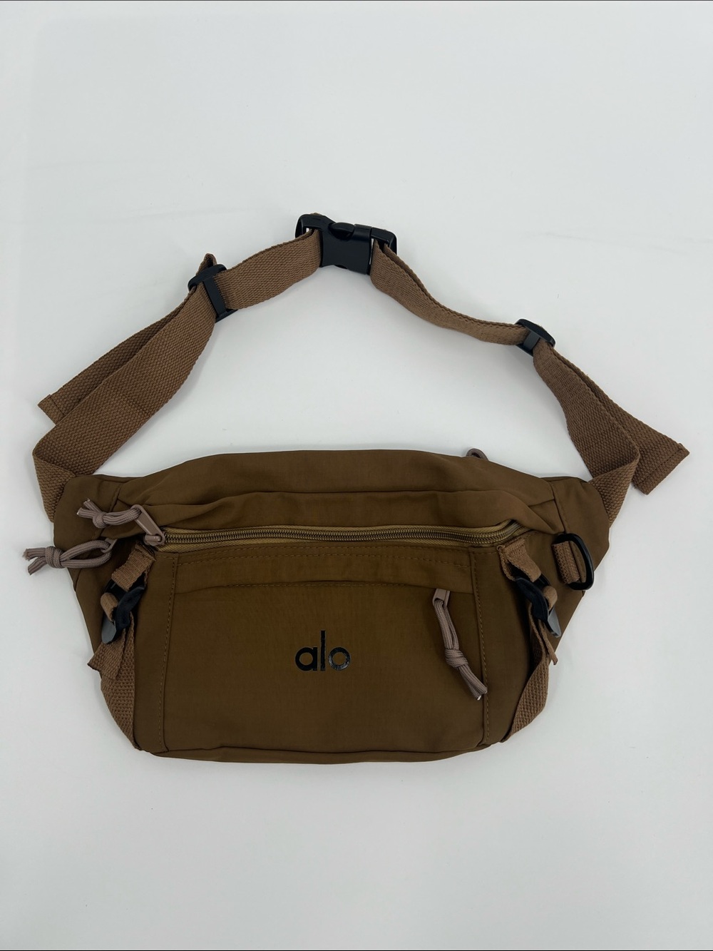 ALO Yoga Brown Belt Bag with Front Zip Pocket